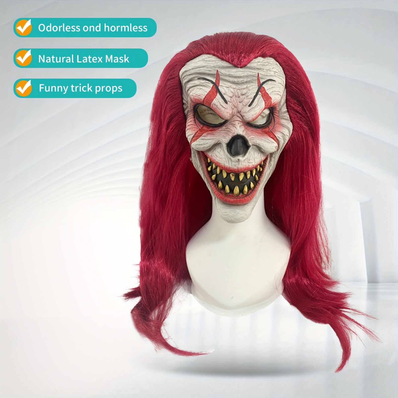 Red-Haired Clown Mask for Halloween and Costume Parties